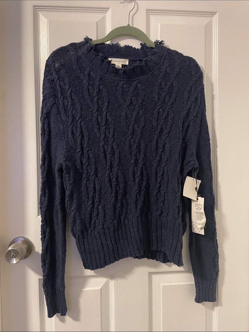 Nordstrom Navy Cable-Knit Crewneck Sweater